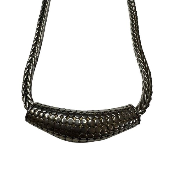 Vintage Silver Dot Woven Mesh Chain Necklace - Picture 4 of 11